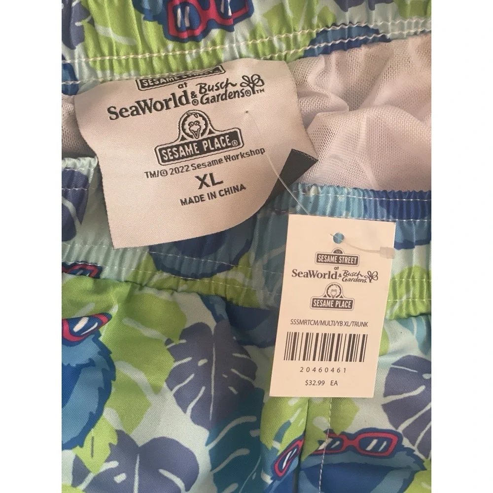 Cookie Monster Swim Trunks Boys Youth XL Sesame Street Place‎ Tropical New